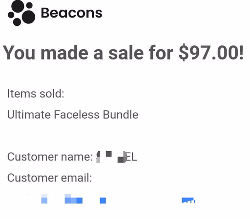 Sale notification for $97.00
